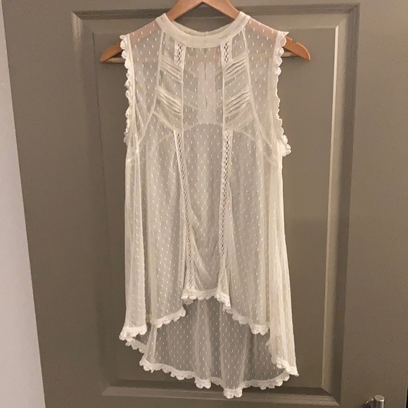 Free People Sheer Cream Blouse - Picture 1 of 4